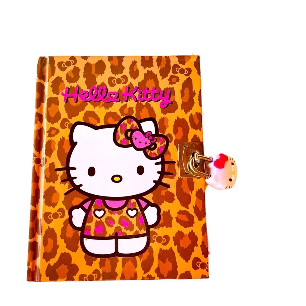 Hello Kitty Hot Pink Cheetah Print Diary with Lock  and Key